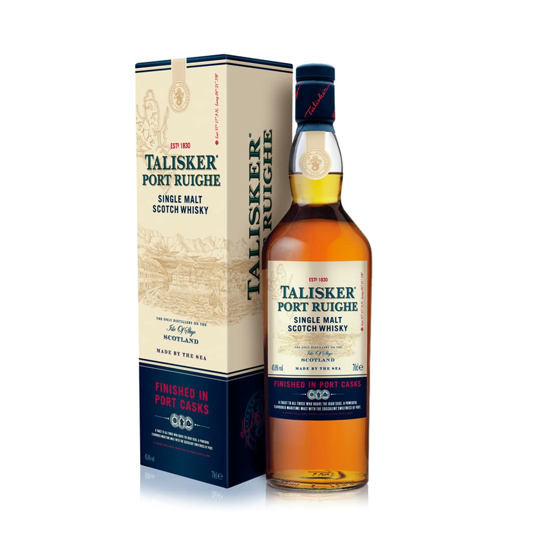 Talisker Port Ruighe & Storm Single Malt Scotch Whisky 70cl - Premium Aged Whiskey Gift Set for Men, Whisky Lovers - Perfect for Special Occasions, Gifting & Relaxing by the Fireplace