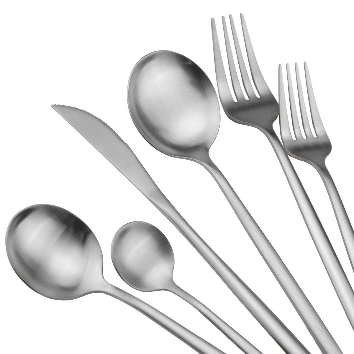 30-Piece Titanium Silver Plated 304 Stainless Steel Flatware Set - Satin Finish Silverware with Dinner Knife, Fork & Spoon - Elegant Cutlery Set for 6 - Perfect for Dining, Gifts & Special Occasions