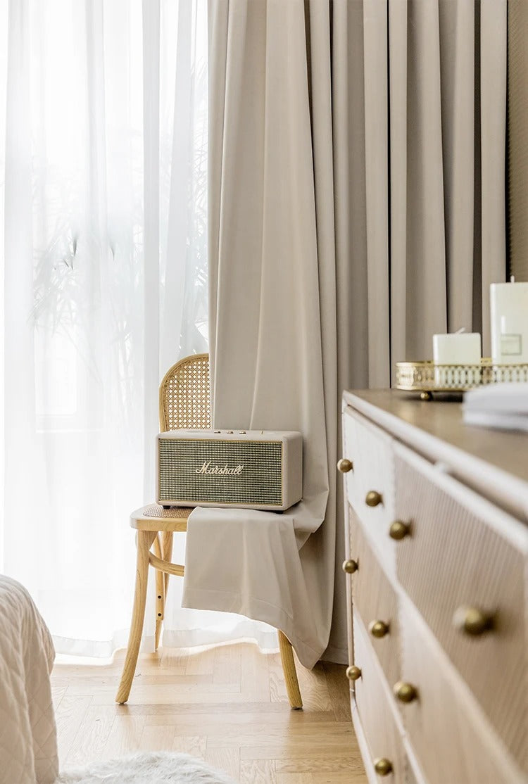 Luxury Plush Velvet Curtains for Living Room & Bedroom - Light Beige Blackout Drapes for Home Decor & Noise Reduction