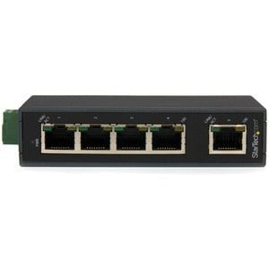 5 Port Industrial Ethernet Switch - DIN Rail Mountable, 10/100Mbps Unmanaged Network Switch with IP30 Housing & Energy Efficient Technology (12-48V DC Input) - Ideal for Factory Automation, SCADA Systems & Harsh Industrial Environments