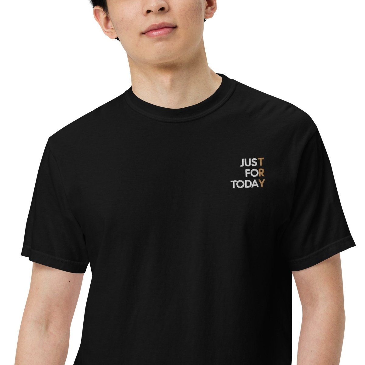 Just for Today Embroidered Heavyweight T-Shirt - Premium Cotton Tee for Men & Women - Casual Streetwear & Everyday Comfort