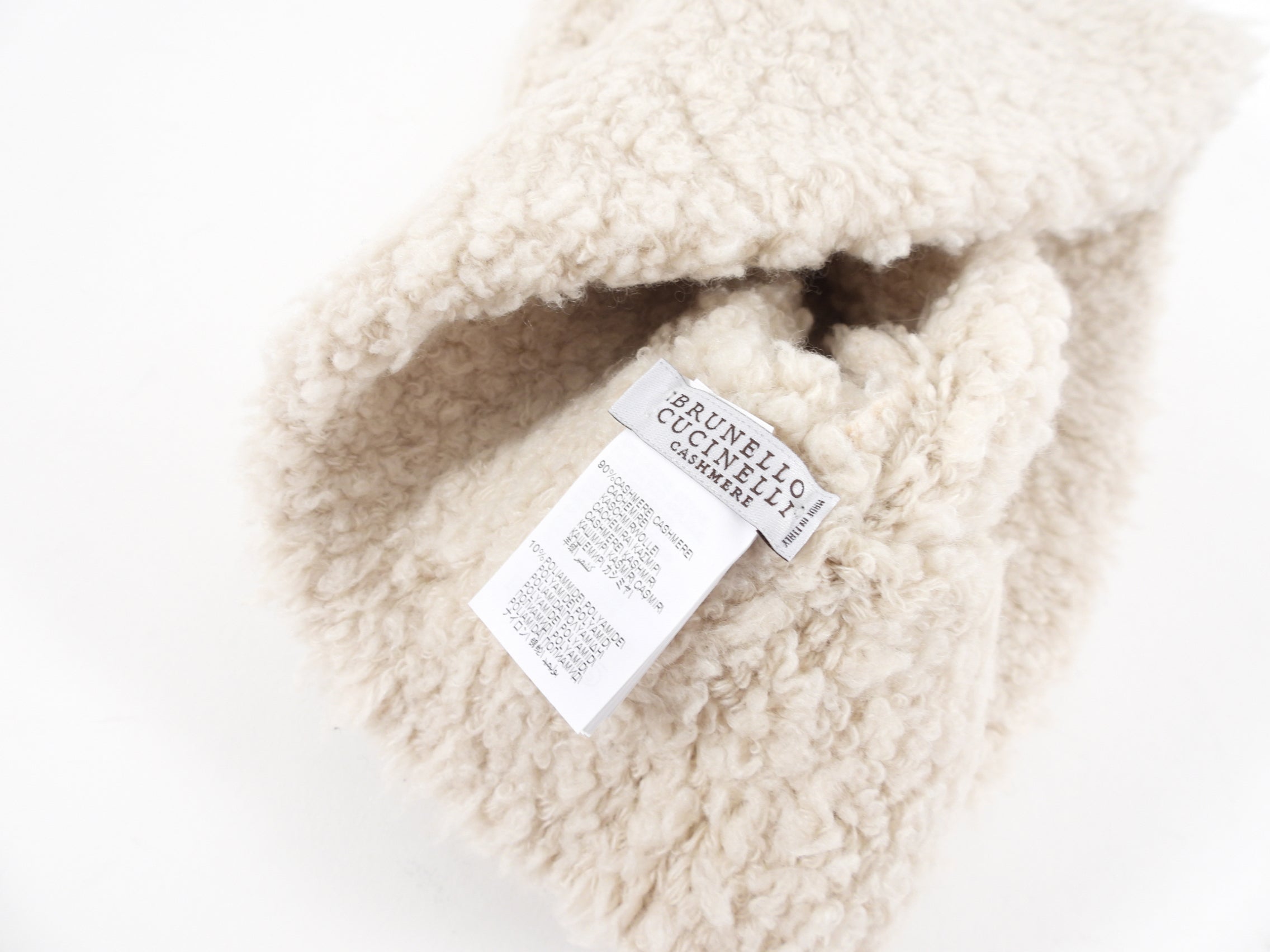 Brunello Cucinelli Ivory Boucle Knit Bucket Hat for Women - Luxury Cashmere Winter Beanie for Outdoor Activities & Fashion Streetwear