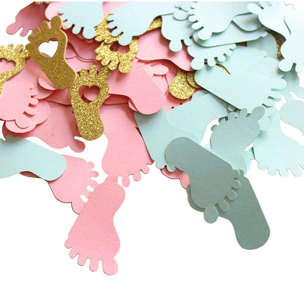 Footprint Baby Shower Confetti - 250ct Gender Reveal Party Decorations for Tables, Candy Boxes & DIY Supplies | Perfect for Baby Shower, Gender Reveal Parties & Nursery Decor