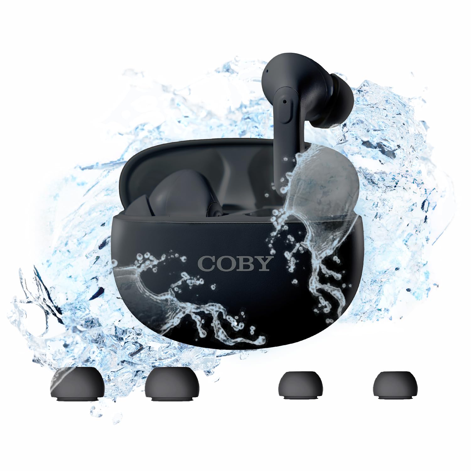 Coby Active Noise Cancelling Wireless Earbuds - 30dB ANC, IPX7 Waterproof, USB-C Charging for Sports & Travel