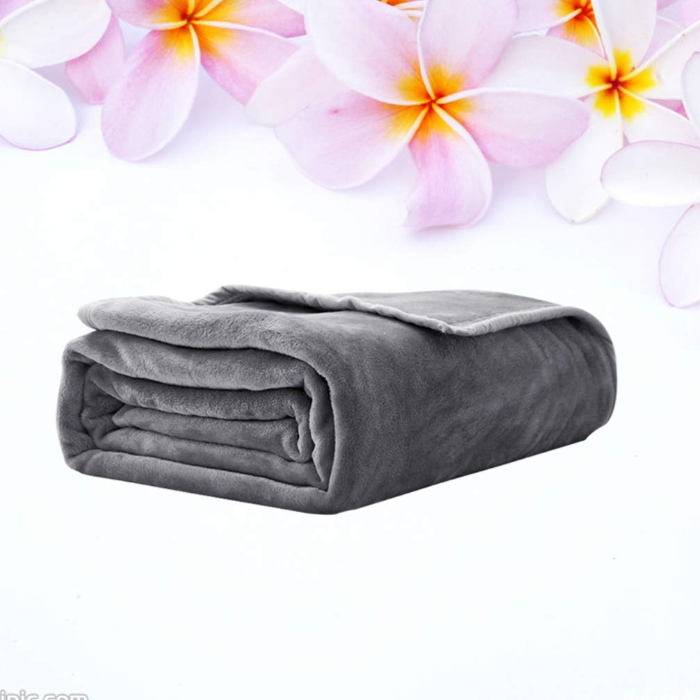 POPETPOP Solid Color Flannel Fleece Blanket - Soft Warm Cozy Bed Blanket for Winter, Home, Office & Travel Use