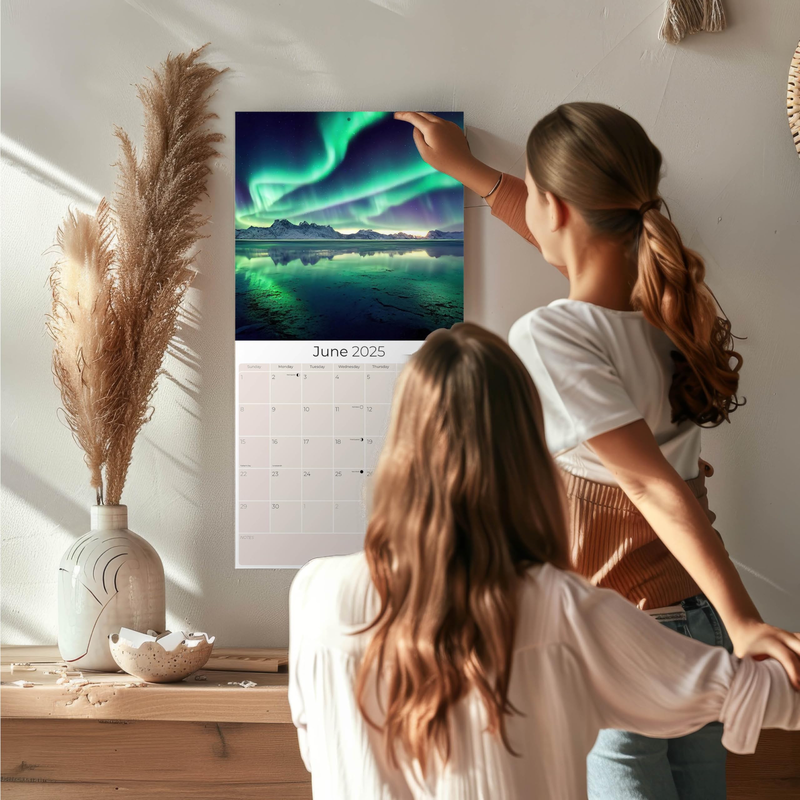 2024-2025 Northern Lights Calendar - Aurora Borealis Wall Planner with Thick No-Bleed Paper - 12