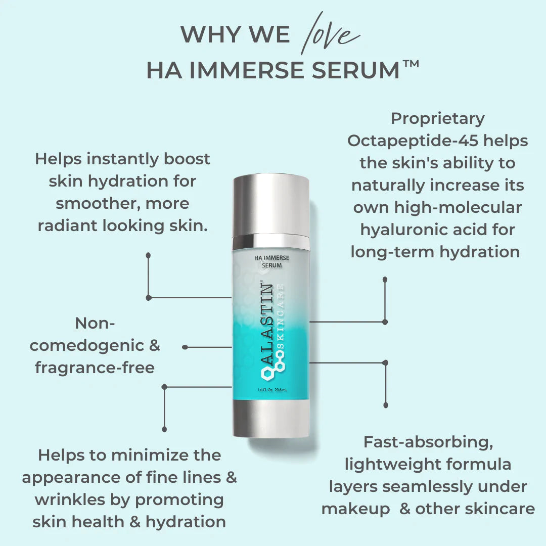 Alastin HA (Hyaluronic Acid) IMMERSE Serum - Hydrating Anti-Aging Face Serum for Dry Skin - Perfect for Nighttime Skincare Routine & Daily Moisturizing