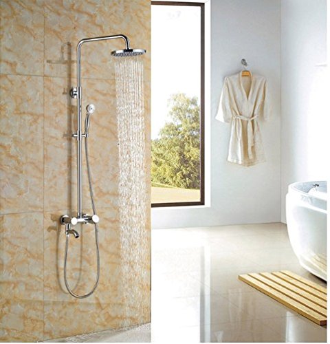 GOWE 8-Inch Wall Mounted Shower Faucet Set with Handheld Showerhead - Single Handle Chrome Polish for Bathroom & Shower Installation - Perfect for Modern Homes, Apartments, and Renovation Projects