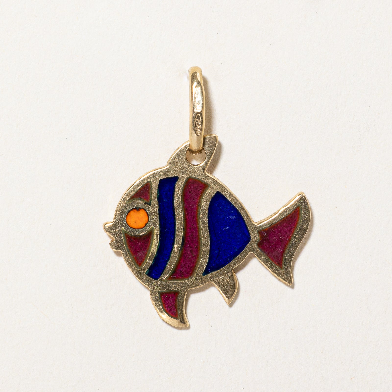18K Italian Yellow Gold Enamel Fish Charm Pendant - Elegant Jewelry Gift for Women, Perfect for Birthdays, Anniversaries & Special Occasions