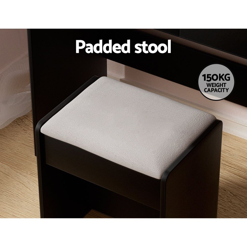 Artiss Dressing Table Set with Stool and 10 LED Bulbs - Black Dulcea Vanity Makeup Desk for Bedroom & Bathroom