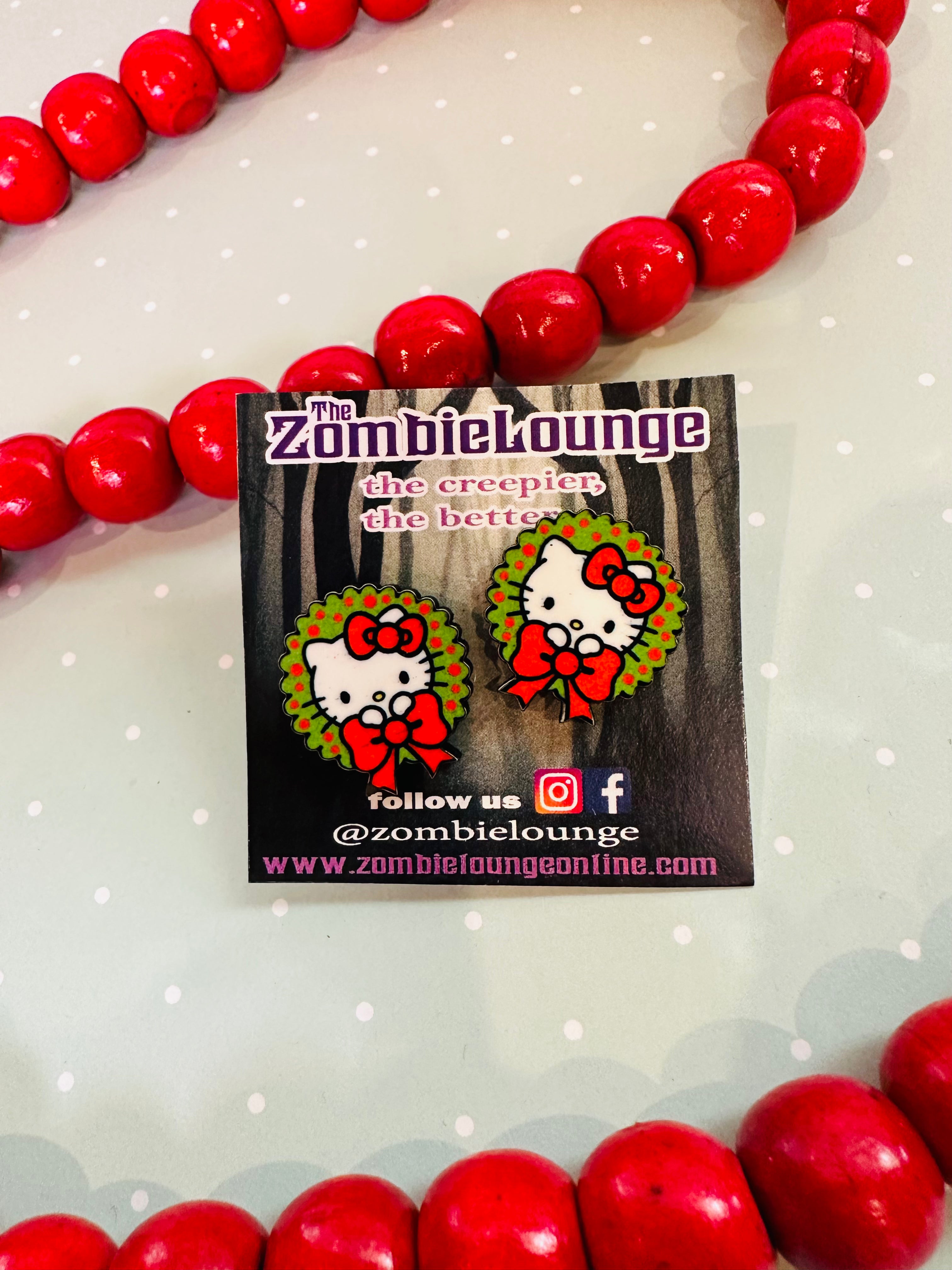 Christmas Kitty Wreath Earrings - Cute Cat Holiday Jewelry for Women, Festive Dangle Drop Earrings for Christmas Party & Gift Giving