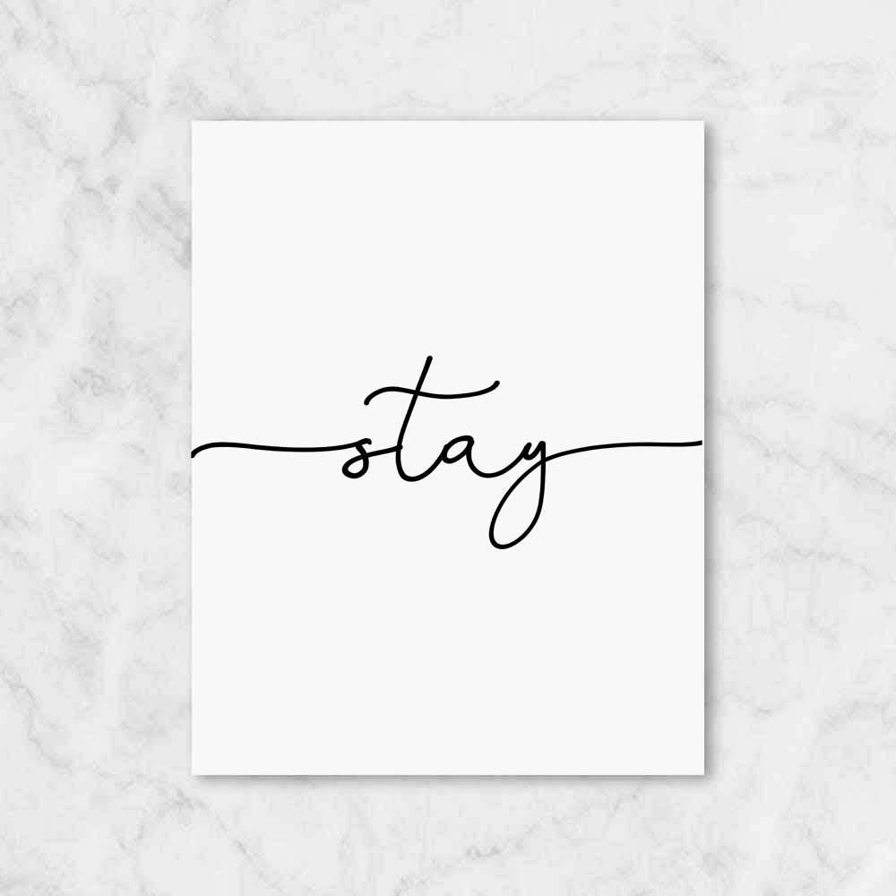 Set of 3 Minimalist Scandinavian Wall Art Prints - 11x14 Inch Unframed Rustic Home Decor for Bedroom, Living Room & Office - 'Let's Stay Home' Modern Wall Hangings