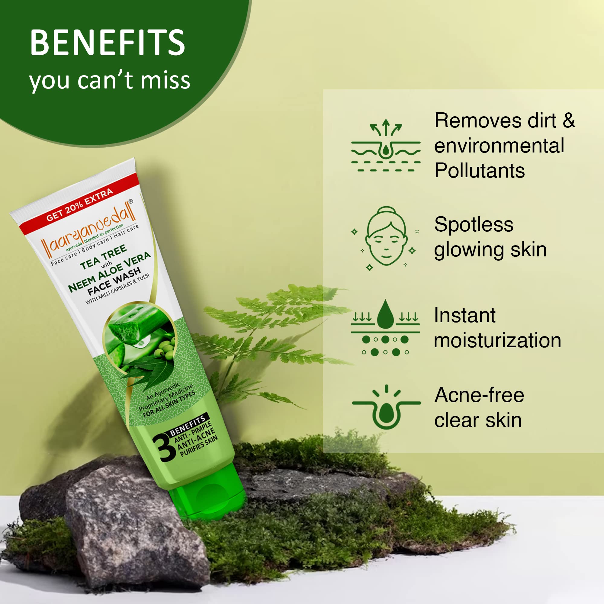 Tea Tree Anti Acne Face Wash with Neem & Aloe Vera - 120ml (Pack of 2) - Oil Control & Pimple Treatment for Men & Women - Perfect for Daily Skincare & Acne-Prone Skin