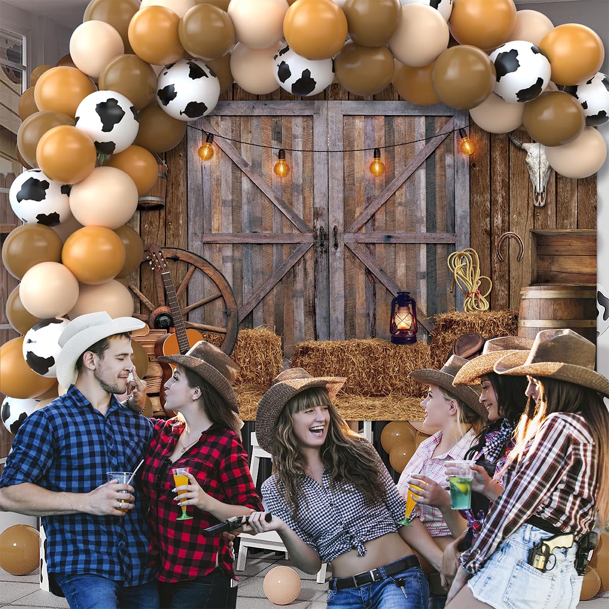 Western Cowboy Party Decorations Kit - 50pcs Cowboy Balloons, 1x Western Backdrop Banner & Balloon Arch for Rodeo, Country Themed Birthday - Perfect for Wild West Parties, Cowboy Baby Showers, and Western Theme Events