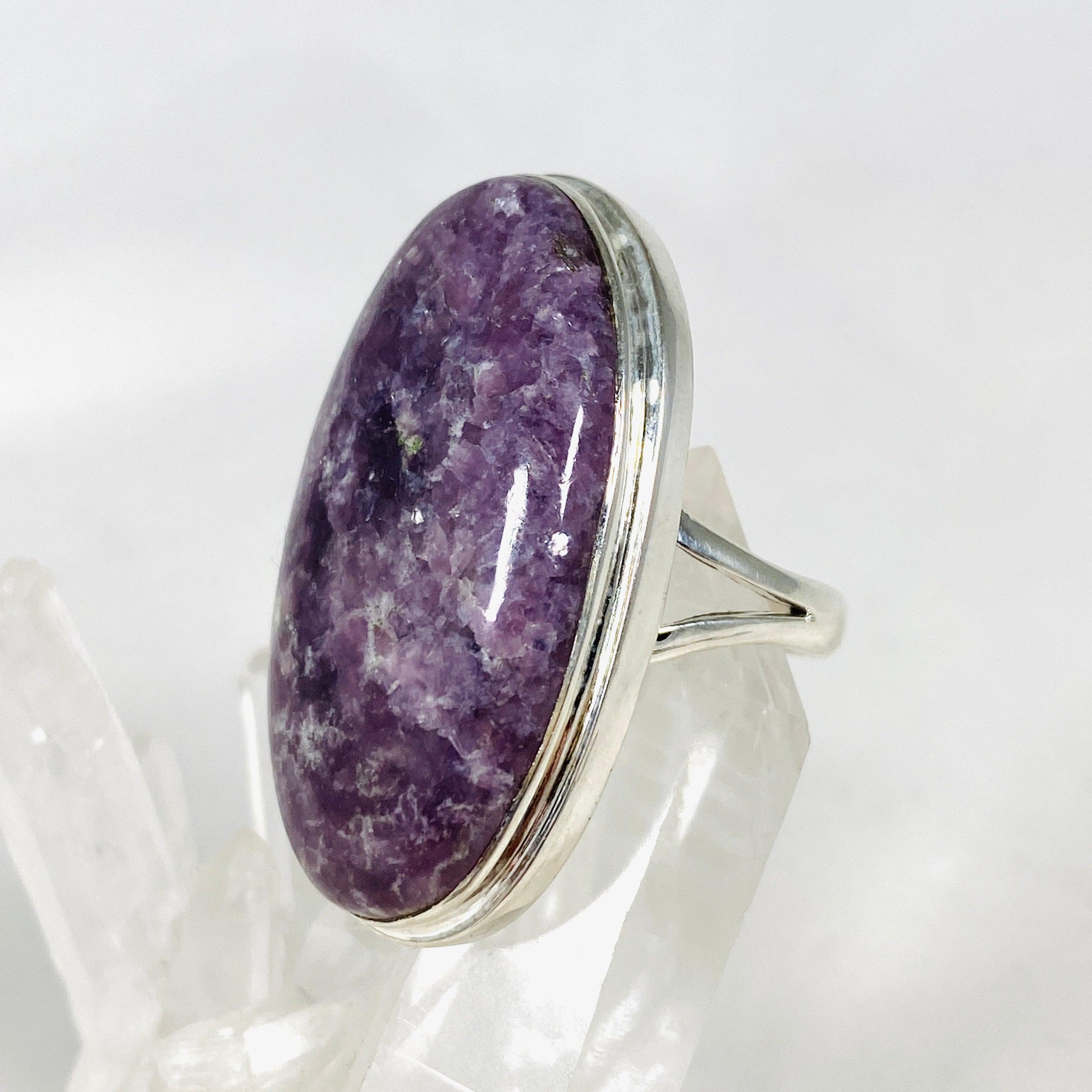Lepidolite Oval Ring Size 10 for Women - Natural Stone Healing Jewelry for Stress Relief & Emotional Balance - Perfect for Meditation, Yoga & Spiritual Practices KRGJ3072