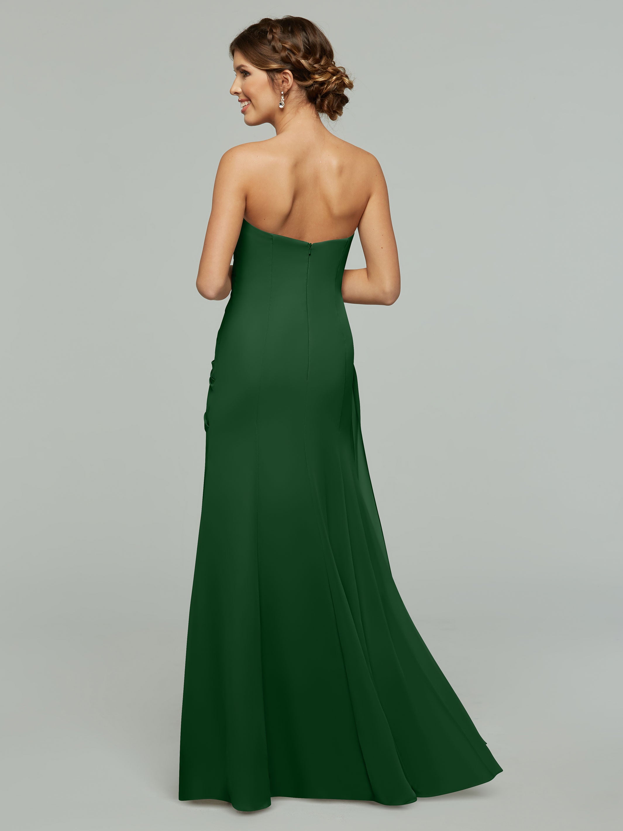 80028 1 Strapless Sweetheart Chiffon Bridesmaid Dress With Ruching - Elegant Formal Gown for Weddings, Prom & Special Occasions