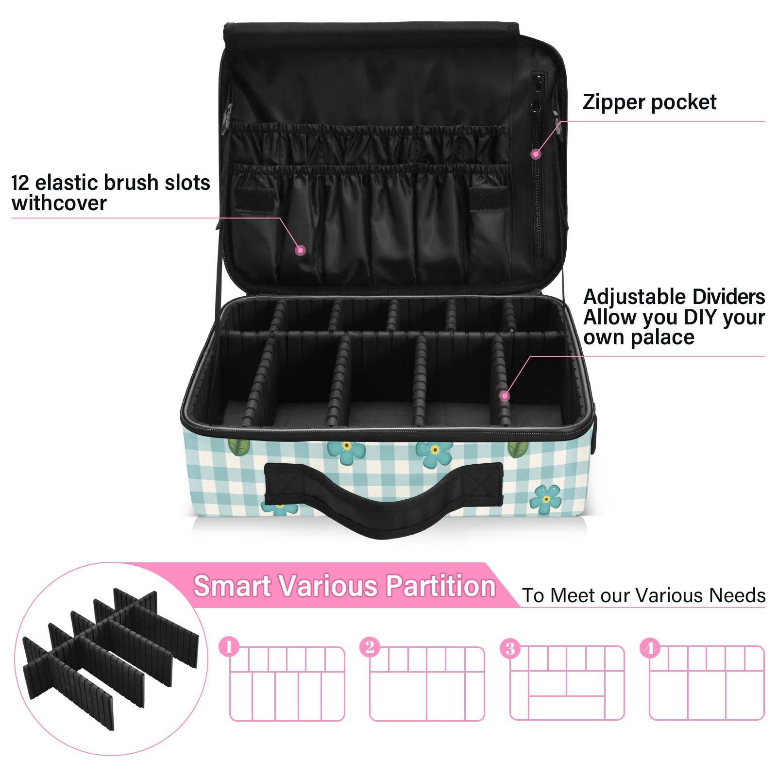 Red Rose Makeup Bag for Women - Travel Vanity Organizer for Cosmetics & Toiletry