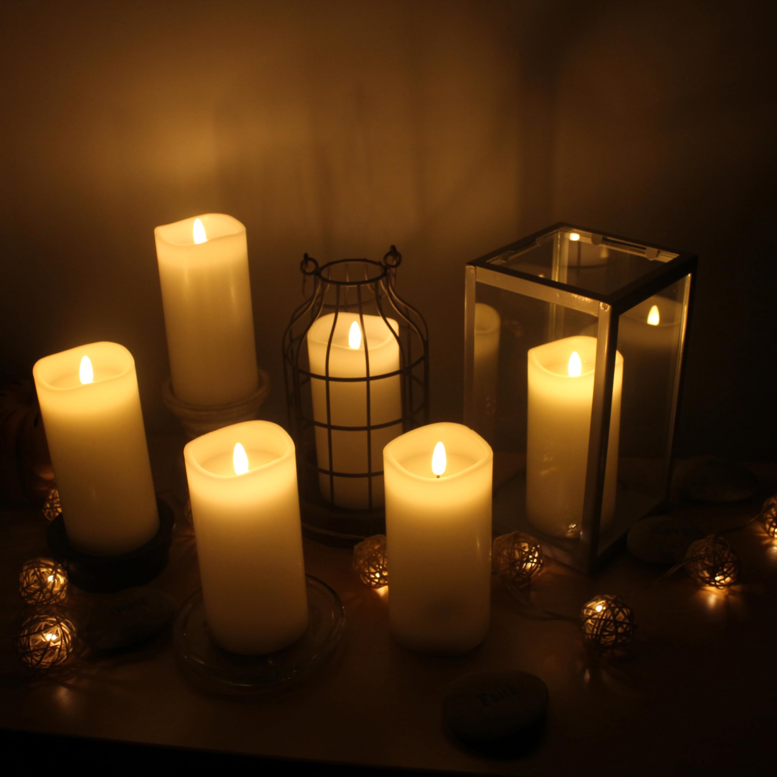 Stonebriar 6-Pack White Real Wax Flameless LED Pillar Candles - 3x6 Inches with Remote Control & Timer - Perfect for Home Decor, Weddings, and Romantic Dinners