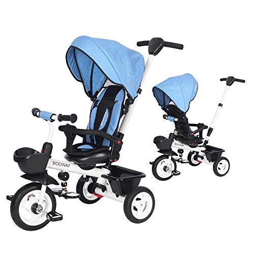 BOOWAY 6-in-1 Adjustable Baby Tricycle with Push Handle & Removable Canopy - Safe Stroller Trike for Toddlers 6 Months to 5 Years - Perfect for Park Rides, Neighborhood Walks & Outdoor Family Adventures