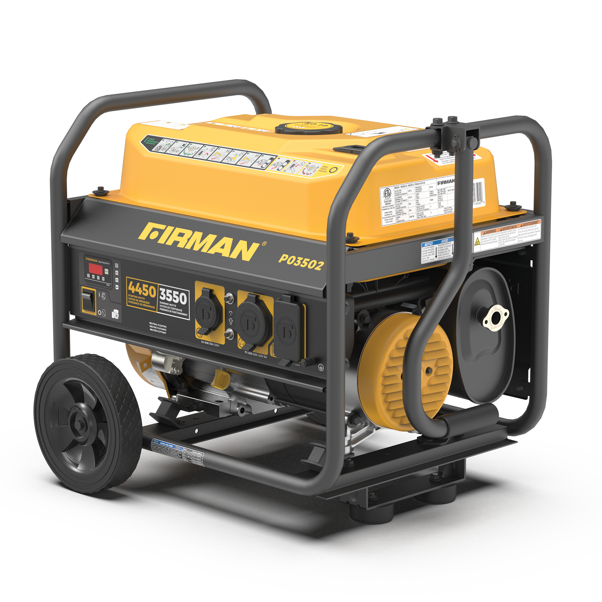 4450W Portable Gas Generator with Recoil Start - 120V Power Output for Camping, Outdoor Events & Emergency Backup