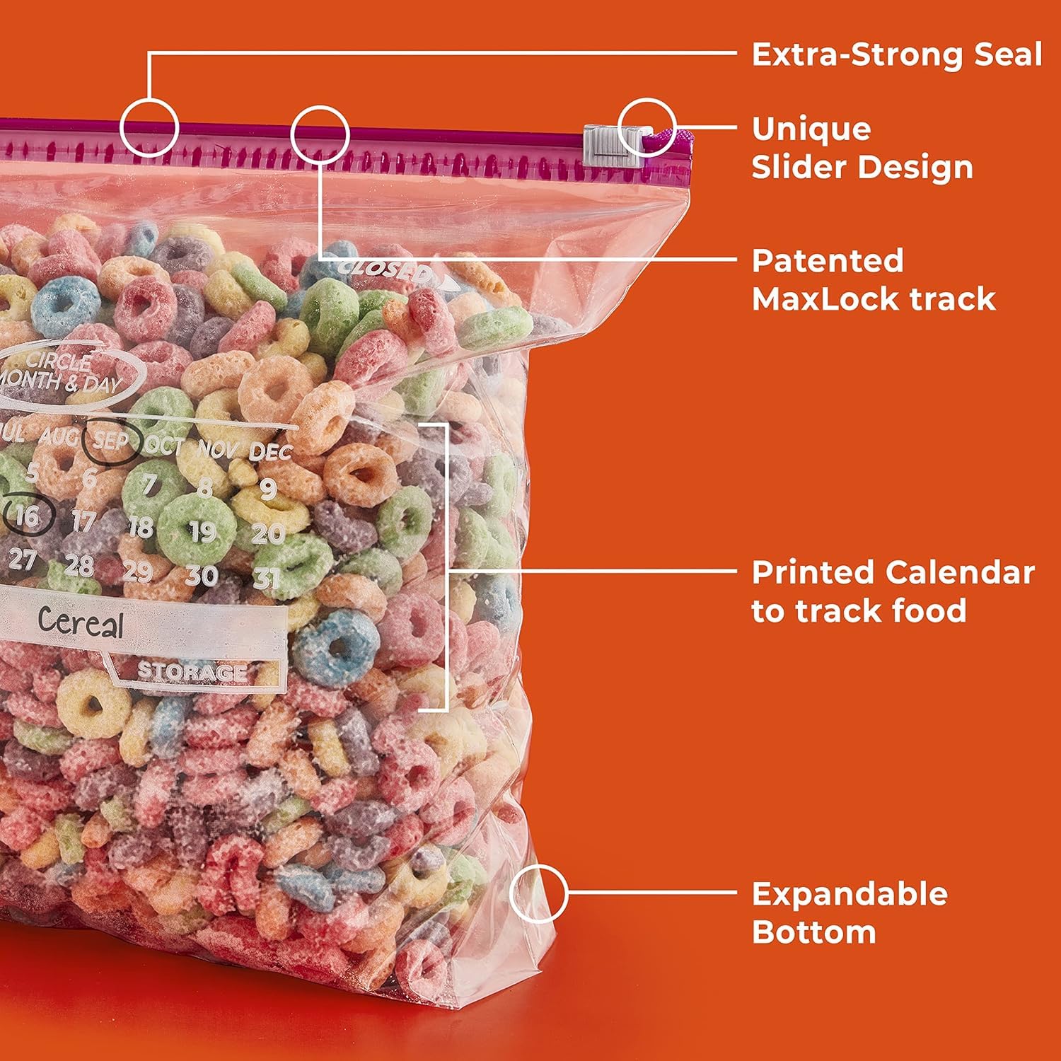 Heavy Duty Slider Storage Bags, Gallon Size, 120 Count (Pack of 3) - Perfect for Food Storage, Freezer Organization & Travel Snacks | Airtight, Leakproof & Durable Plastic Bags