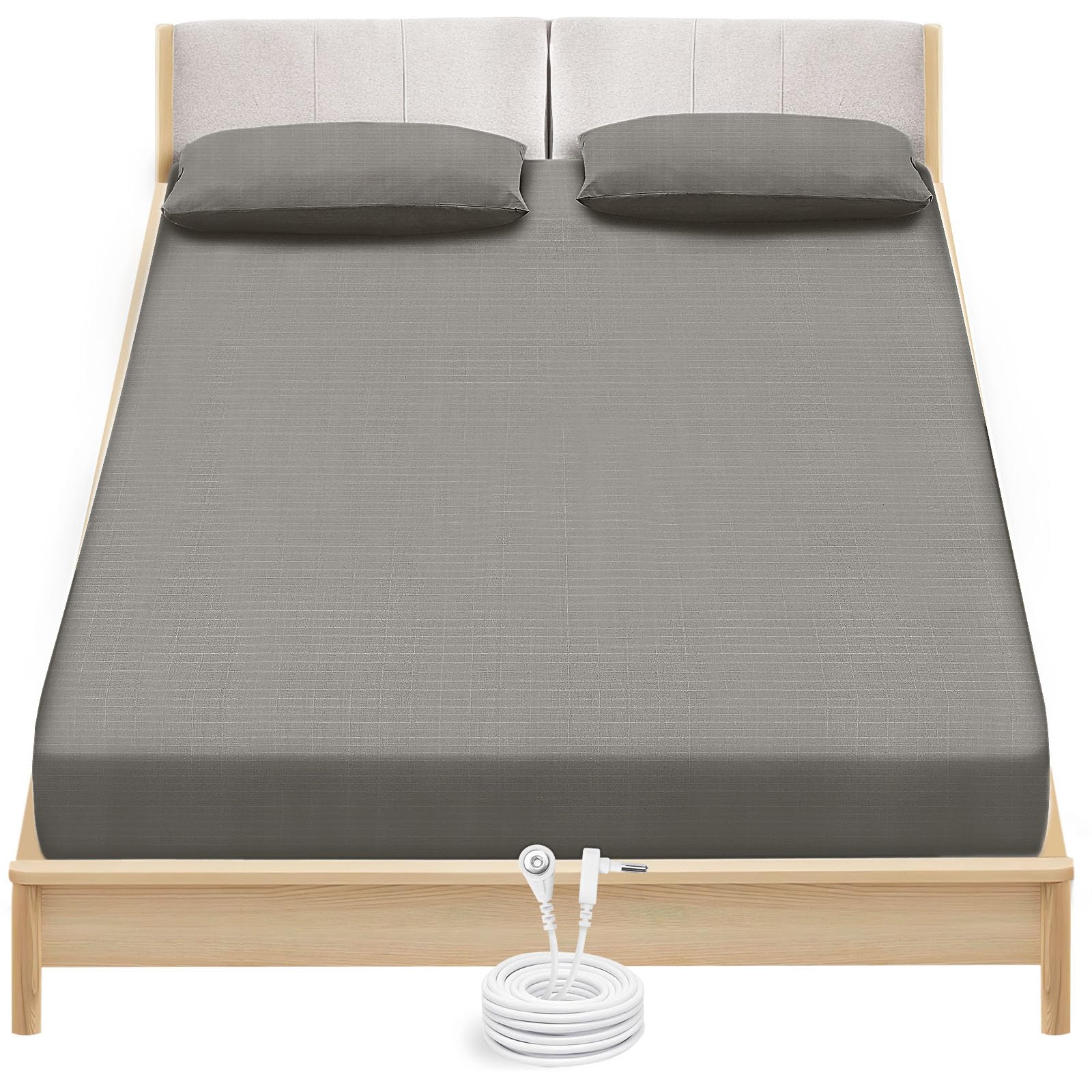 Organic Cotton & Silver Fiber Grounding Sheets King Size - Deep Gray for Better Sleep & Wellness | Perfect for ESD Protection, Stress Relief & Improved Sleep Quality