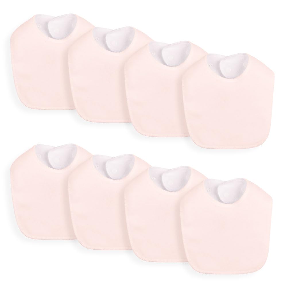 8 Pack Baby Terry Bibs - Soft Adjustable Drooling Bibs with Snaps for Boys & Girls | Ultra Absorbent Unisex Infant Bibs for Feeding, Teething & Messy Playtime