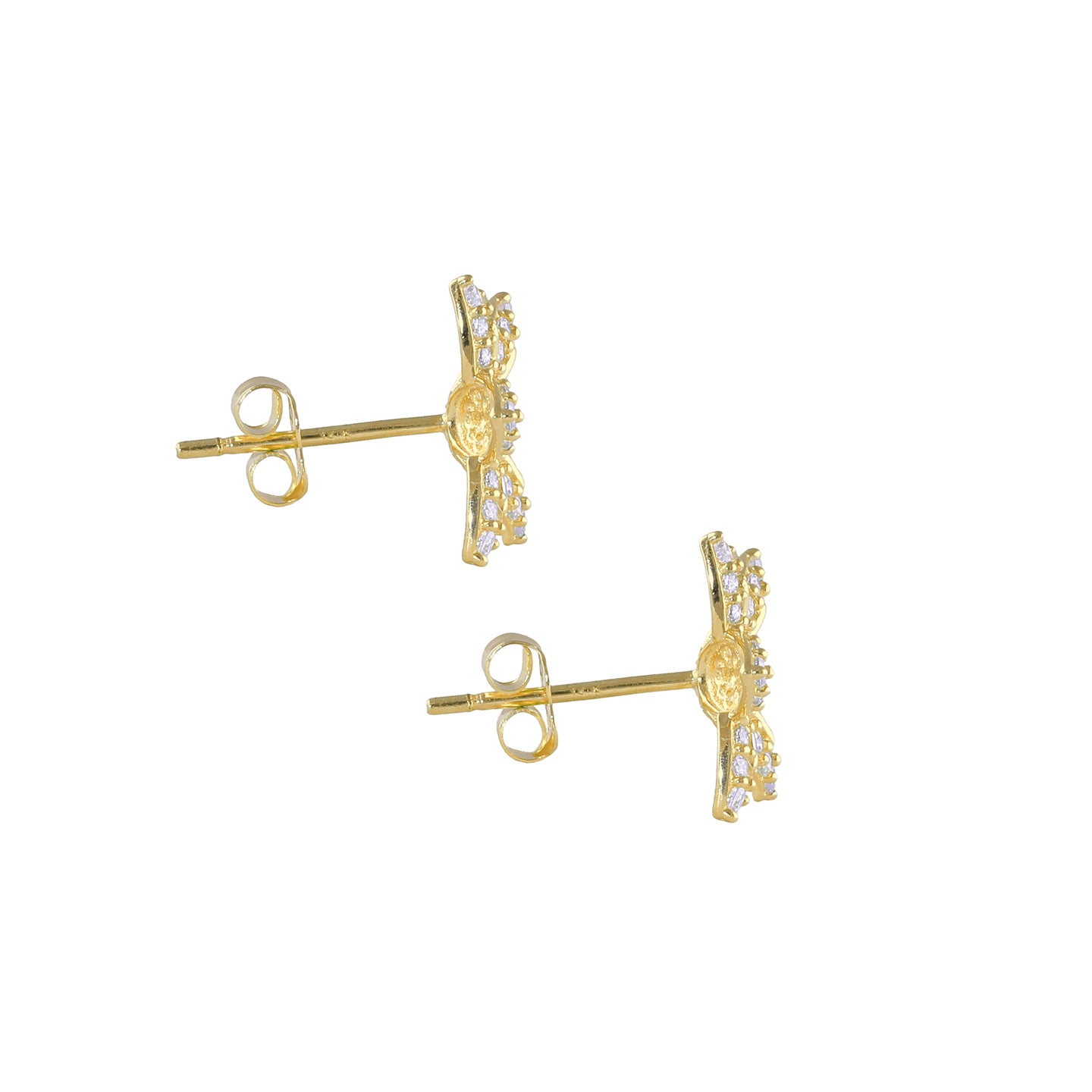14K Solid Gold 6 Petal Flower Cubic Zirconia Stud Earrings for Women - Elegant Gift for Birthday, Anniversary & Special Occasions