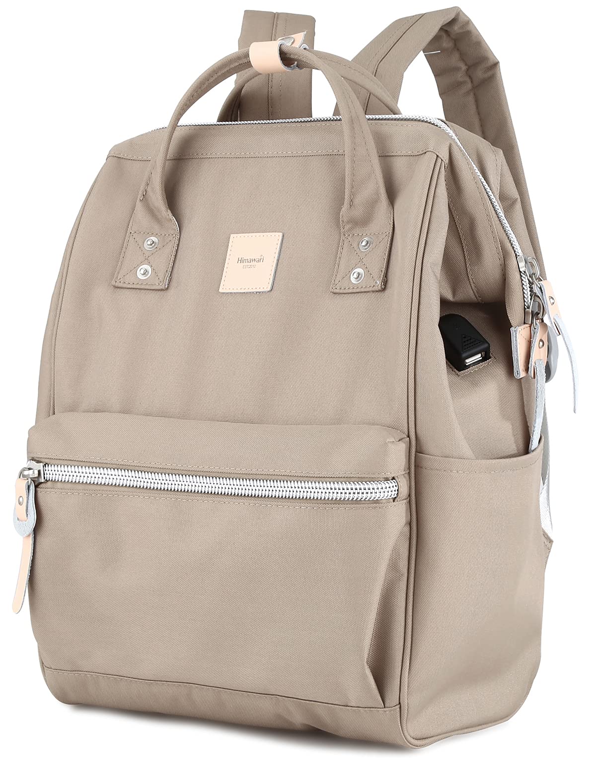 Himawari Laptop Backpack for Women & Men with USB Charging Port - Water Resistant Travel Backpack for Business, College & Work - Large Computer Bag for Doctors, Students & Professionals (1881-Khaki, Regular) - Perfect for Daily Commute, Business Trips & Campus Life