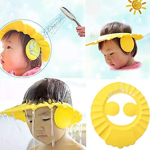 Aabhir Traders Adjustable Soft Baby Shower Cap - Safe Bathing Hair Wash Hat for Infants & Toddlers - Waterproof Eye & Ear Protection - Perfect for Bath Time & Hair Washing (Blue, 1 Pack)