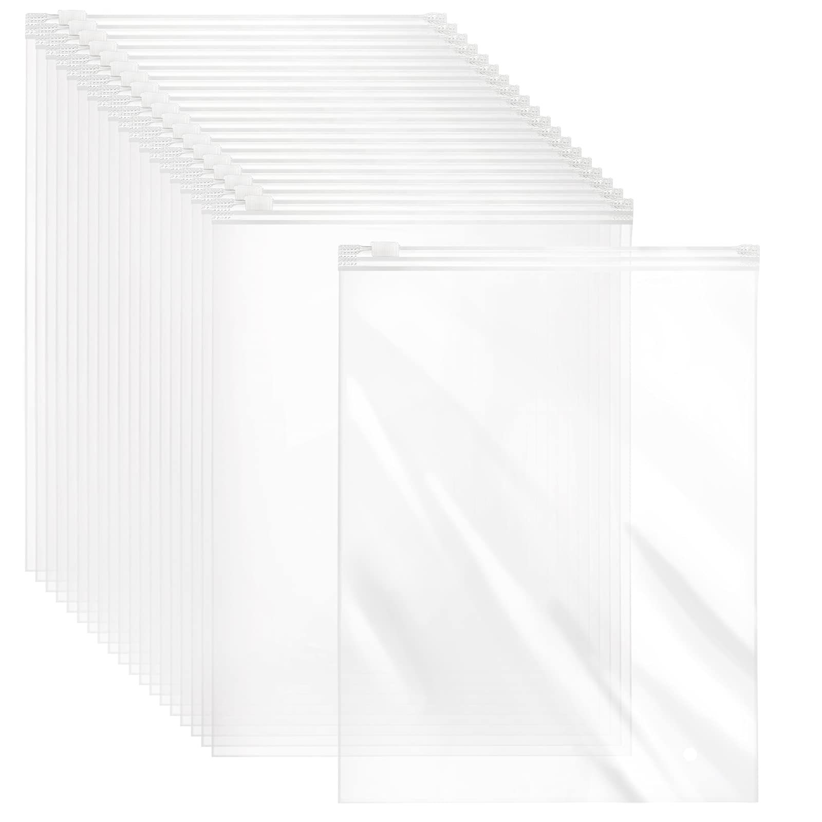 50 Pcs 14x18 Inch Heavy Duty Clear Zipper Bags for Organizing & Shipping - 3 Mil Thick Plastic Storage Bags with Vent Holes | Perfect for Mailing, Gift Packaging, Clothes Storage & Home Organization