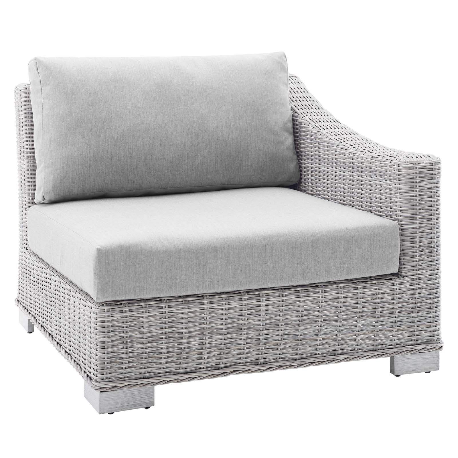 Conway Sunbrella® Outdoor Patio Wicker Rattan Right Arm Chair - Weather-Resistant Lounge Chair for Garden, Poolside & Patio Relaxation