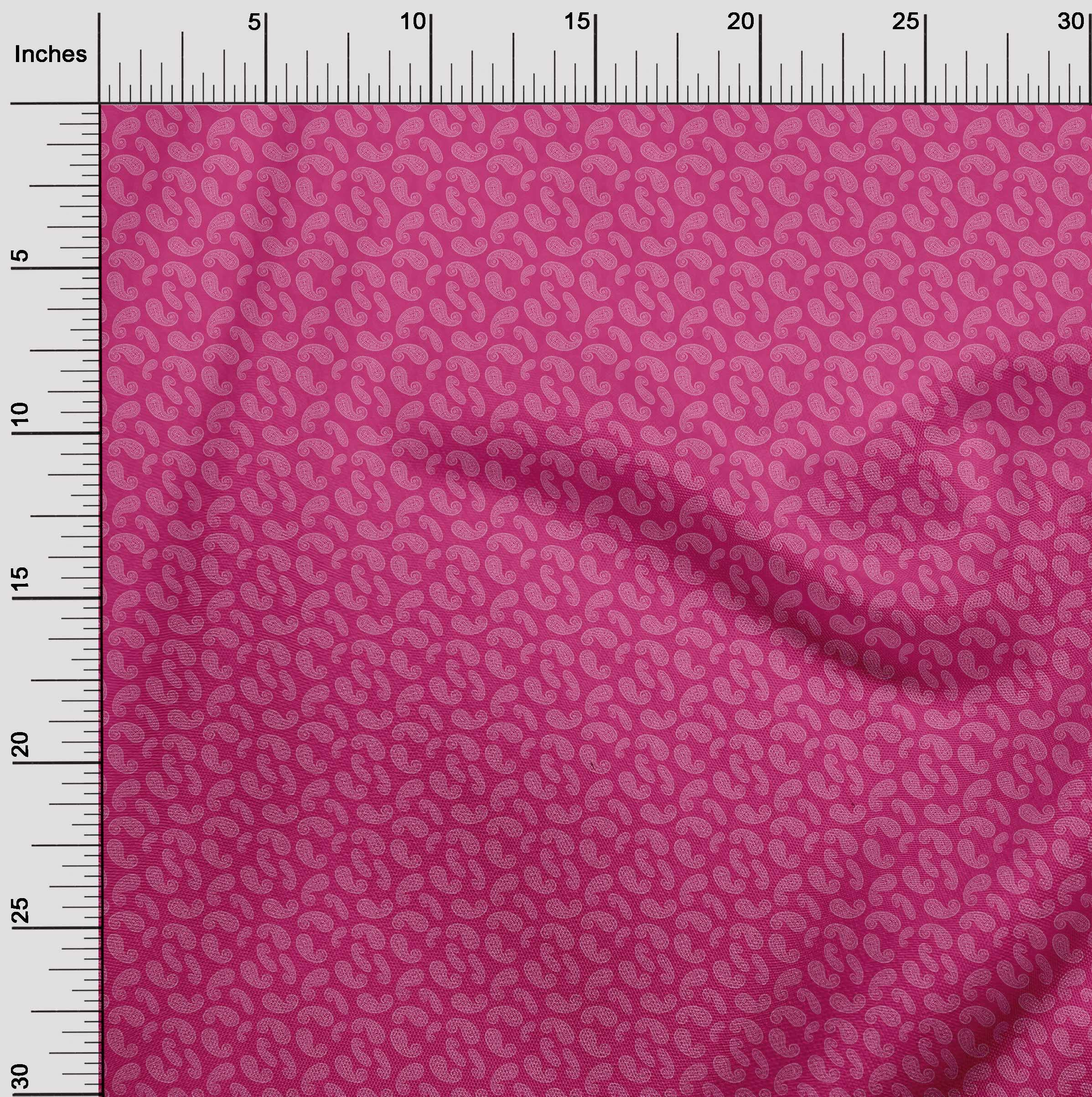 oneOone Cotton Flex Pink Asian Paisley Print Fabric by The Yard - 40 Inch Wide Soft Dress Material for DIY Fashion, Home Decor & Craft Projects