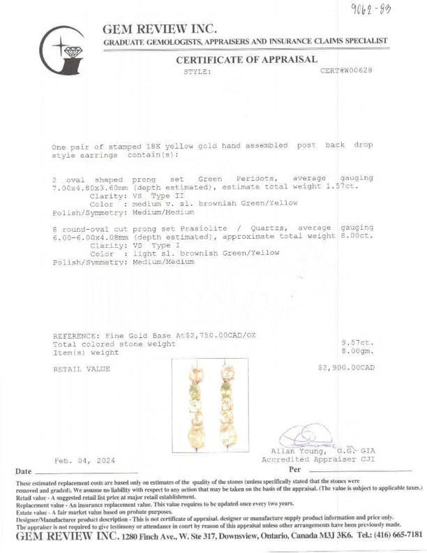 Peridot & Prasiolite Drop Earrings - 1.57ctw to 8.00ctw Gemstone Jewelry for Women | Elegant Dangle Earrings for Party, Wedding & Special Occasions