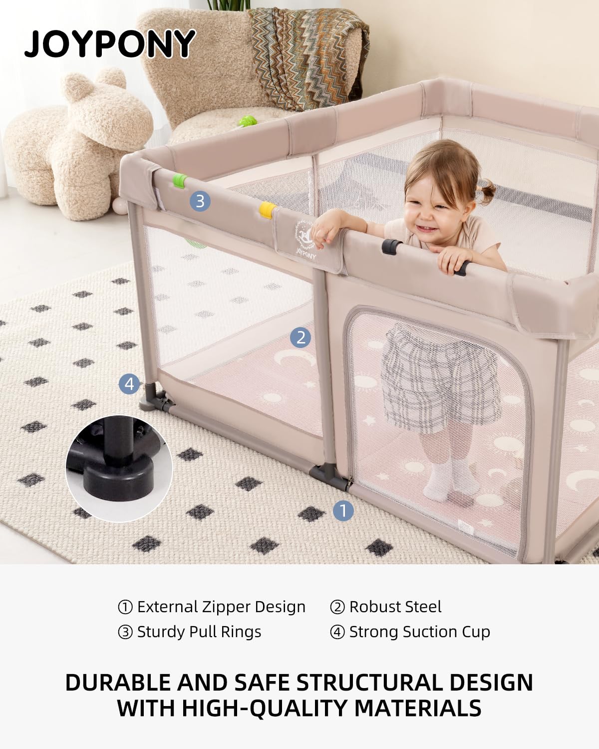 4 in 1 Baby Playpen with Soft Mat - 50