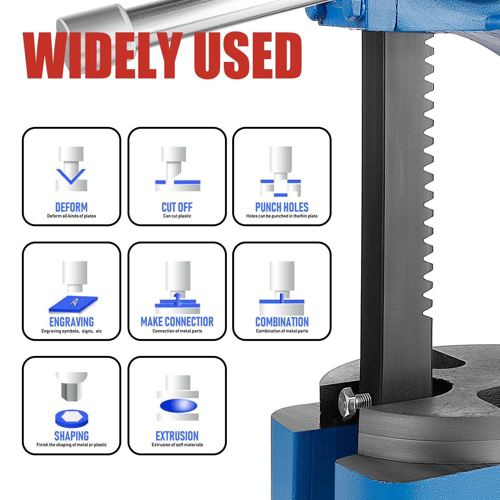 2 Ton Heavy Duty Manual Arbor Press - Cast Iron Desktop Press for Riveting, Punching, Stamping & Metal Forming | Perfect for Jewelry Making, Metalworking & DIY Projects (Blue)