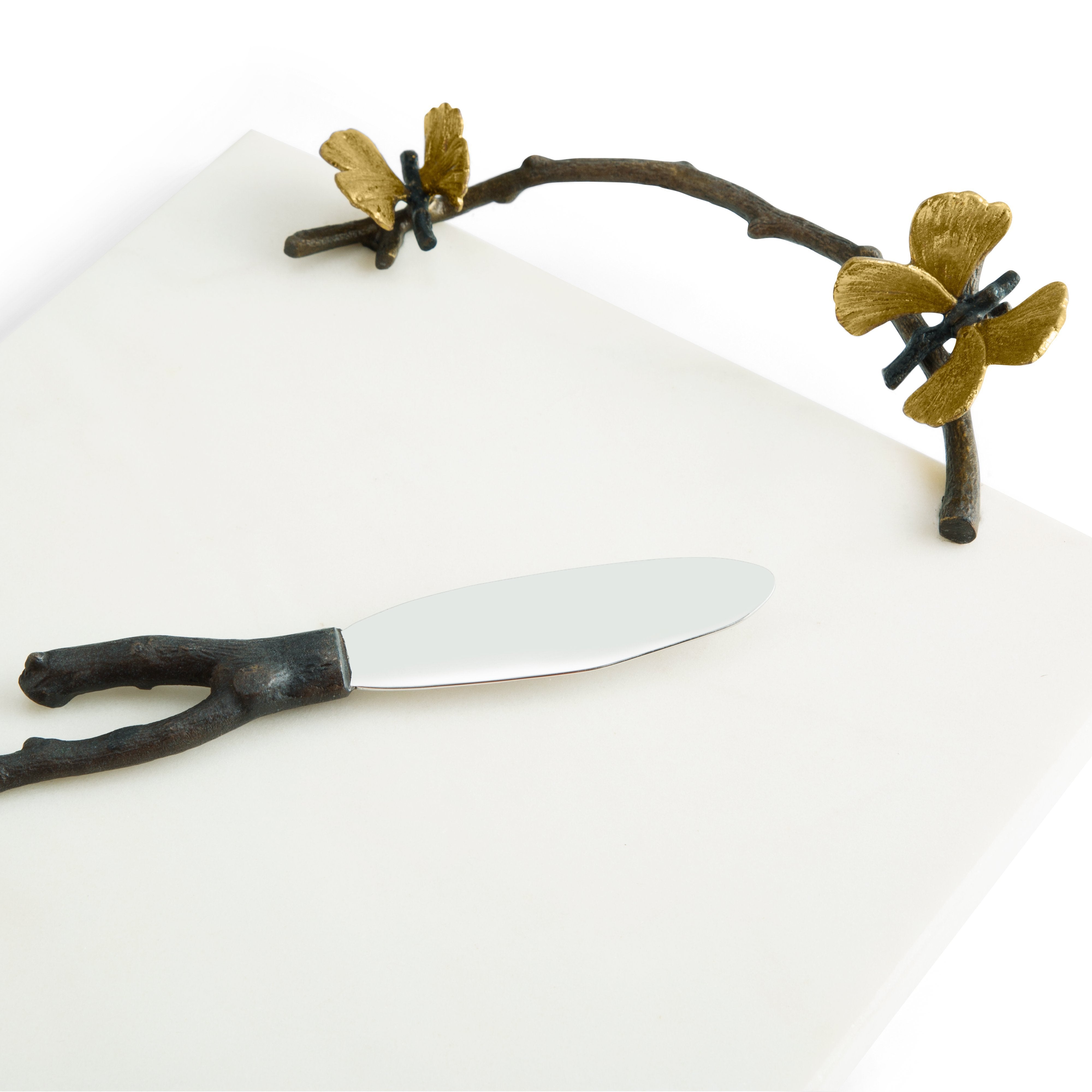Butterfly Ginkgo Cheese Board with Knife Set - Elegant Wooden Charcuterie Serving Tray for Wine Parties, Picnics & Home Entertaining