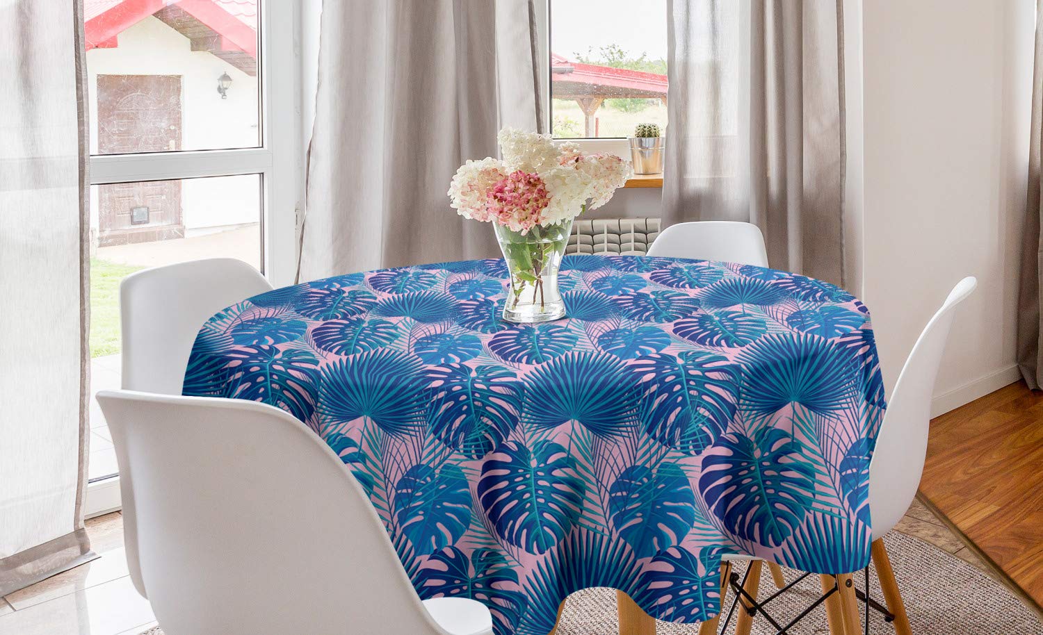 Ambesonne Tropical Round Tablecloth 60