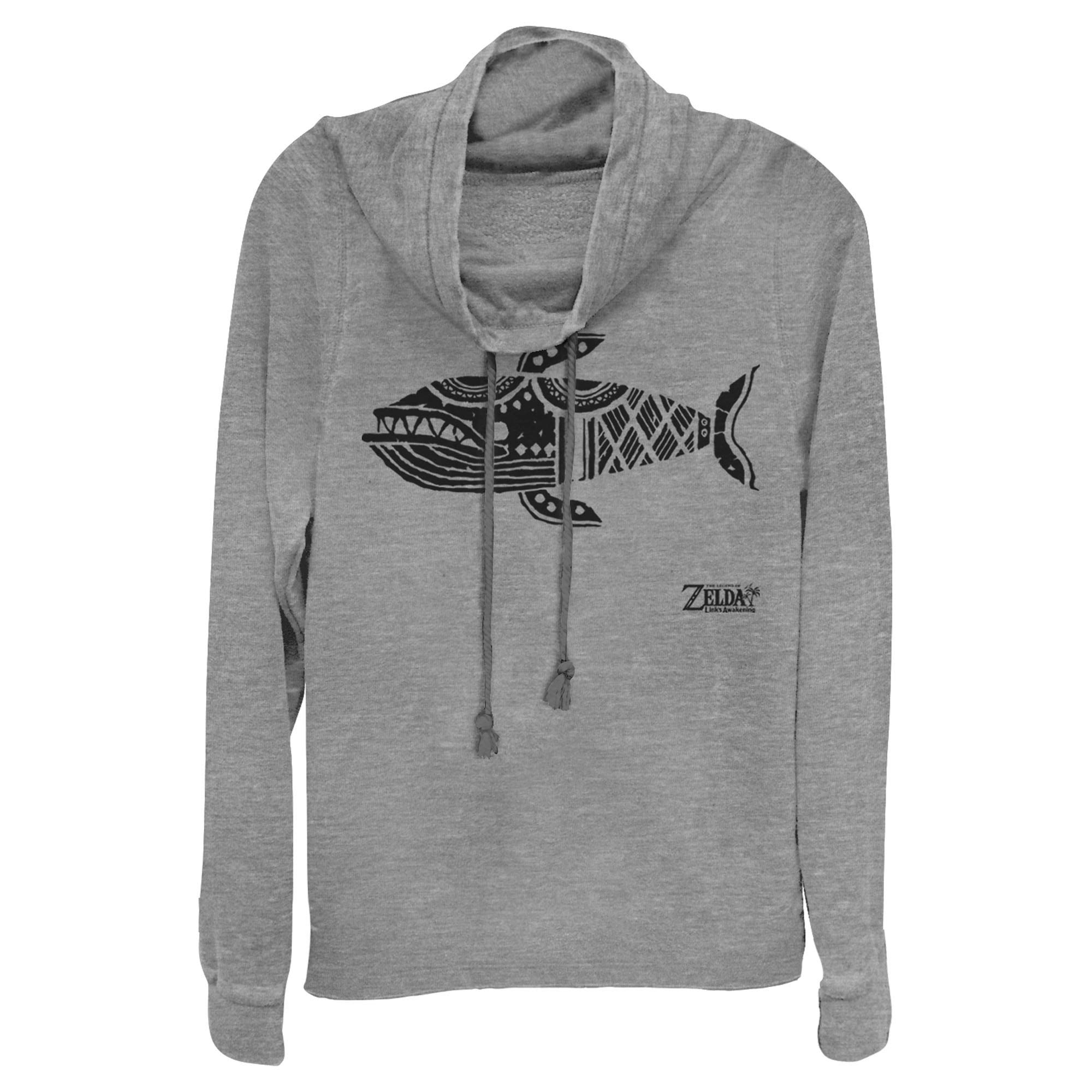 Nintendo Legend of Zelda Link's Awakening Whale Hieroglyphic Sweatshirt - Junior's Cowl Neck Pullover for Gaming Fans & Casual Wear