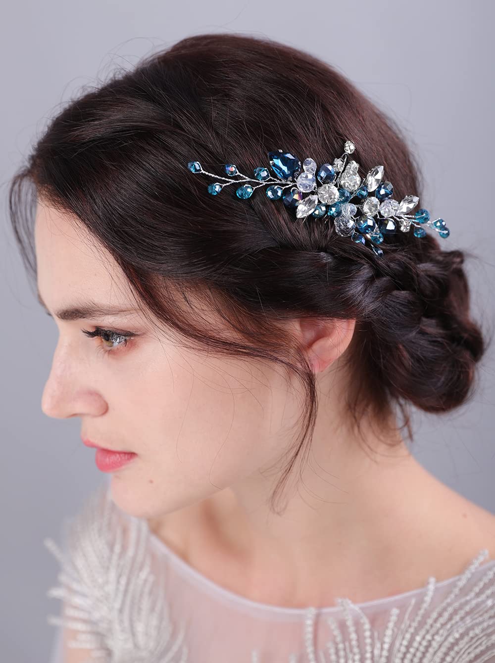 JWICOS Purple Crystal Bridal Hair Comb - Rhinestone Wedding Hair Clip for Women & Girls - Sparkling Hair Accessory for Brides, Prom, Parties & Special Occasions