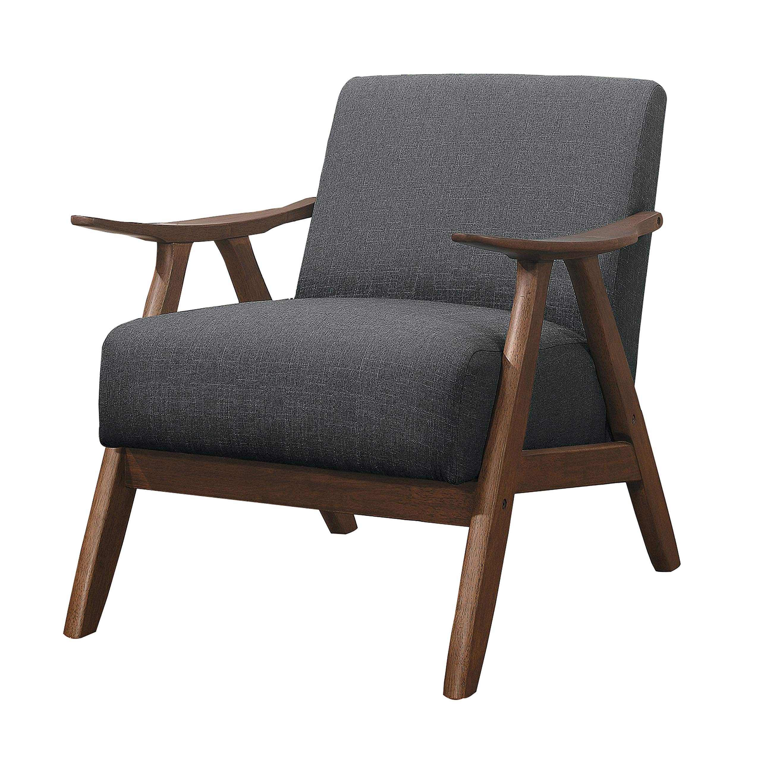 Benjara Gray Fabric Upholstered Accent Chair with Curved Armrests - Modern Living Room Furniture for Home Office & Lounge Decor