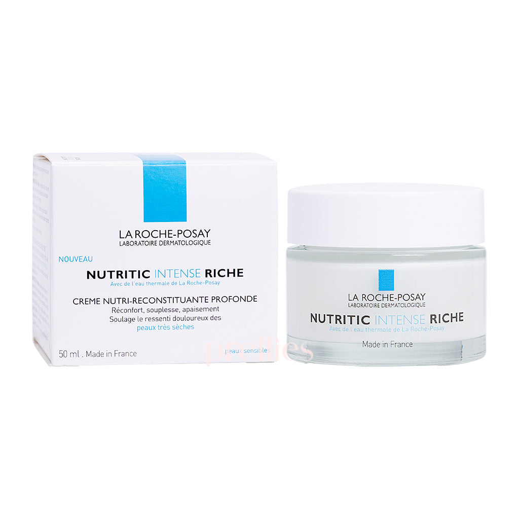 La Roche-Posay Nutritic Intense Rich Moisturizing Face Cream 50ml - Deep Hydration for Dry & Sensitive Skin - Day & Night Skincare Routine