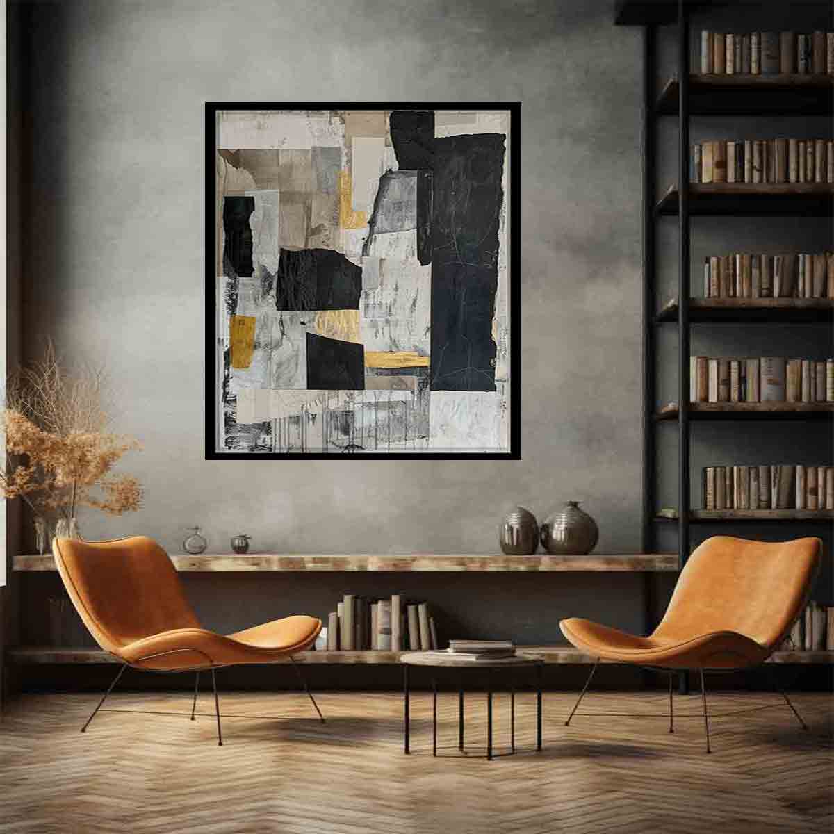Abstract Shapes Framed Wall Art - Modern Geometric Canvas Print for Living Room, Bedroom & Office Decor