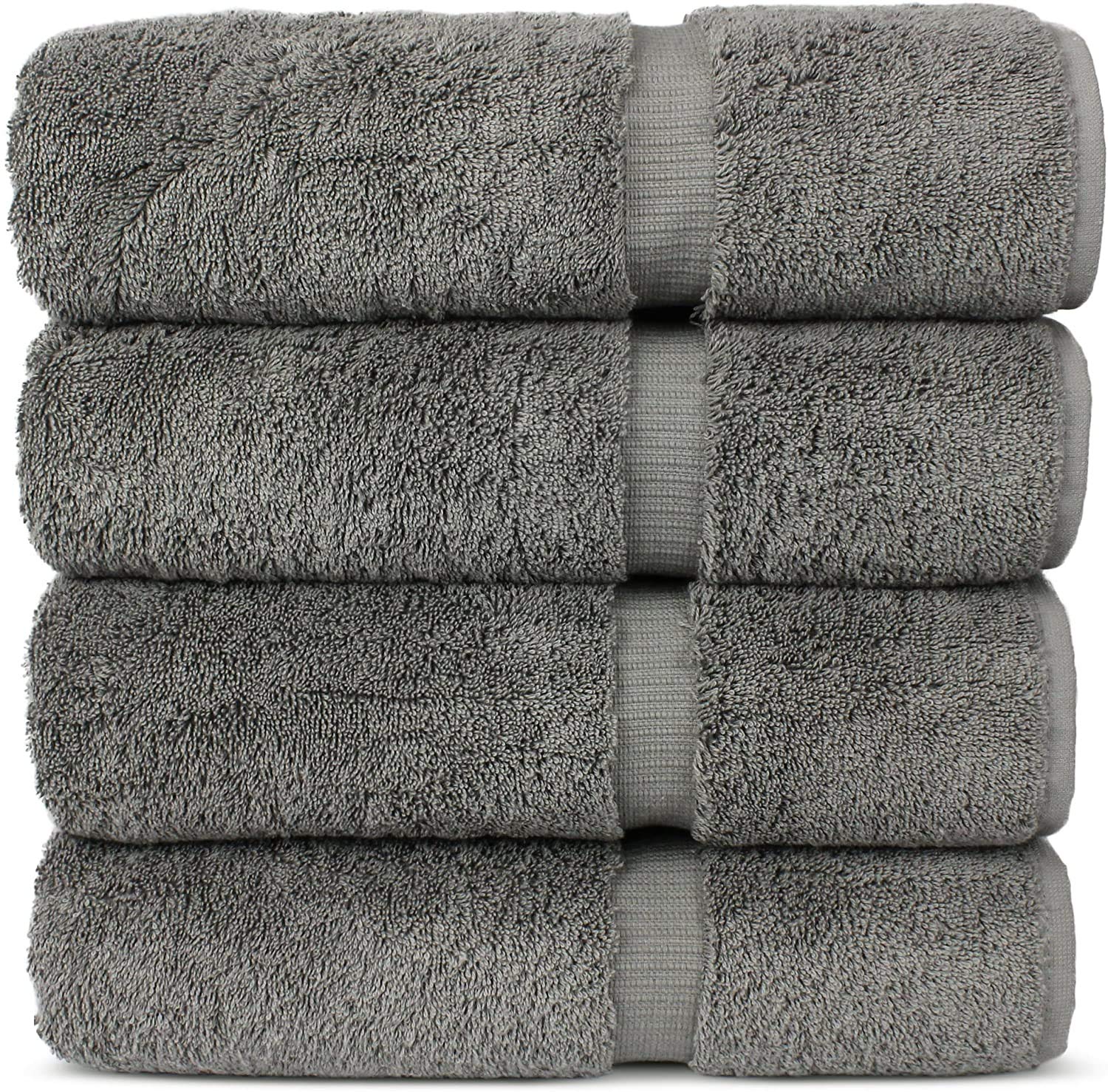 Premium FTB Classic 4-Piece Bath Towel Set - 27x54 Inches, Ultra Soft & Absorbent, Gray - Perfect for Bath, Spa, Beach & Gym Use