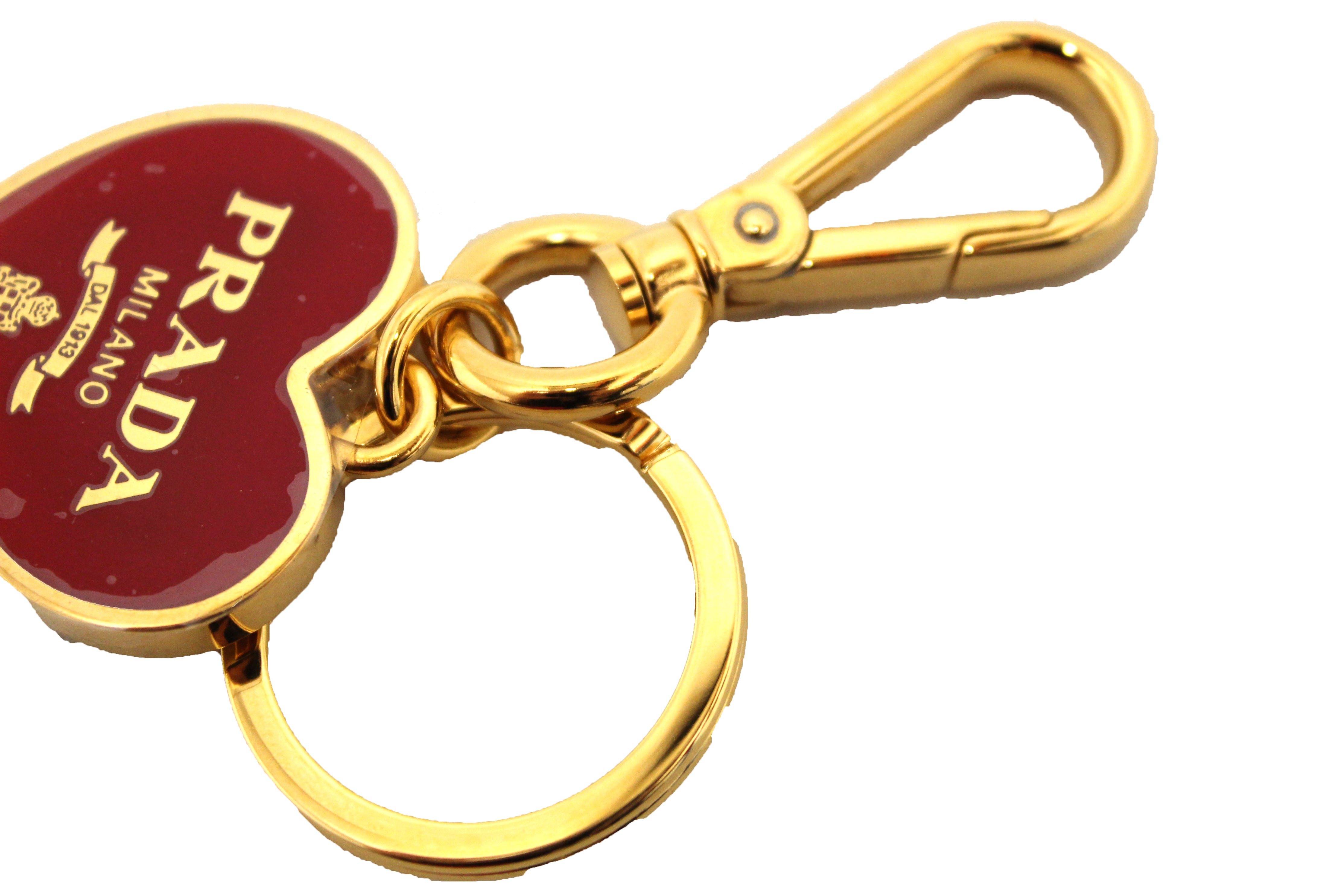 Authentic Prada Red Heart Key Ring - Luxury Bag Charm & Keychain for Women, Perfect for Handbags, Backpacks & Gift Giving