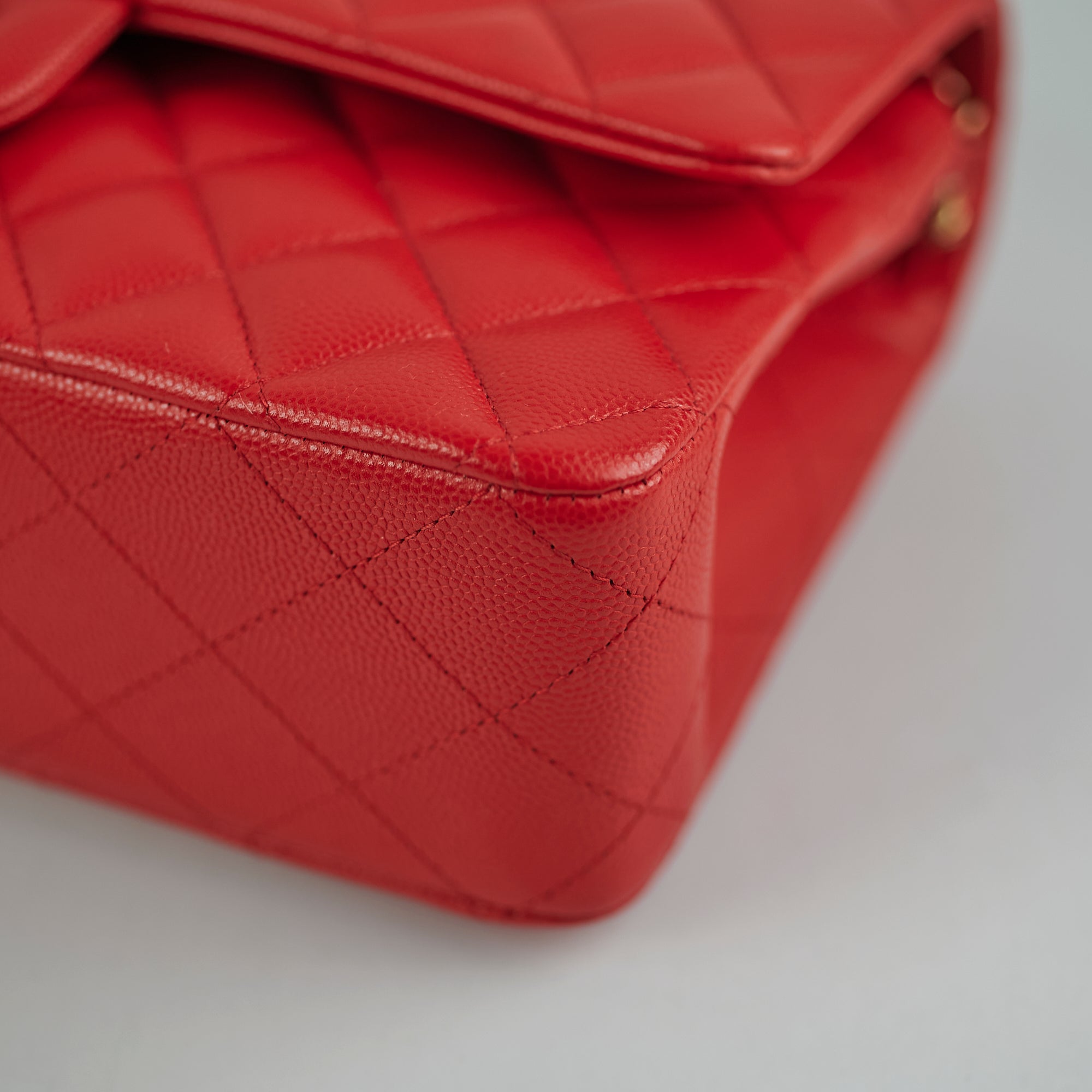 Chanel Caviar Leather Medium/Large Double Classic Flap Bag in Red with Microchip - Luxury Handbag for Women, Perfect for Parties, Dating & Special Occasions