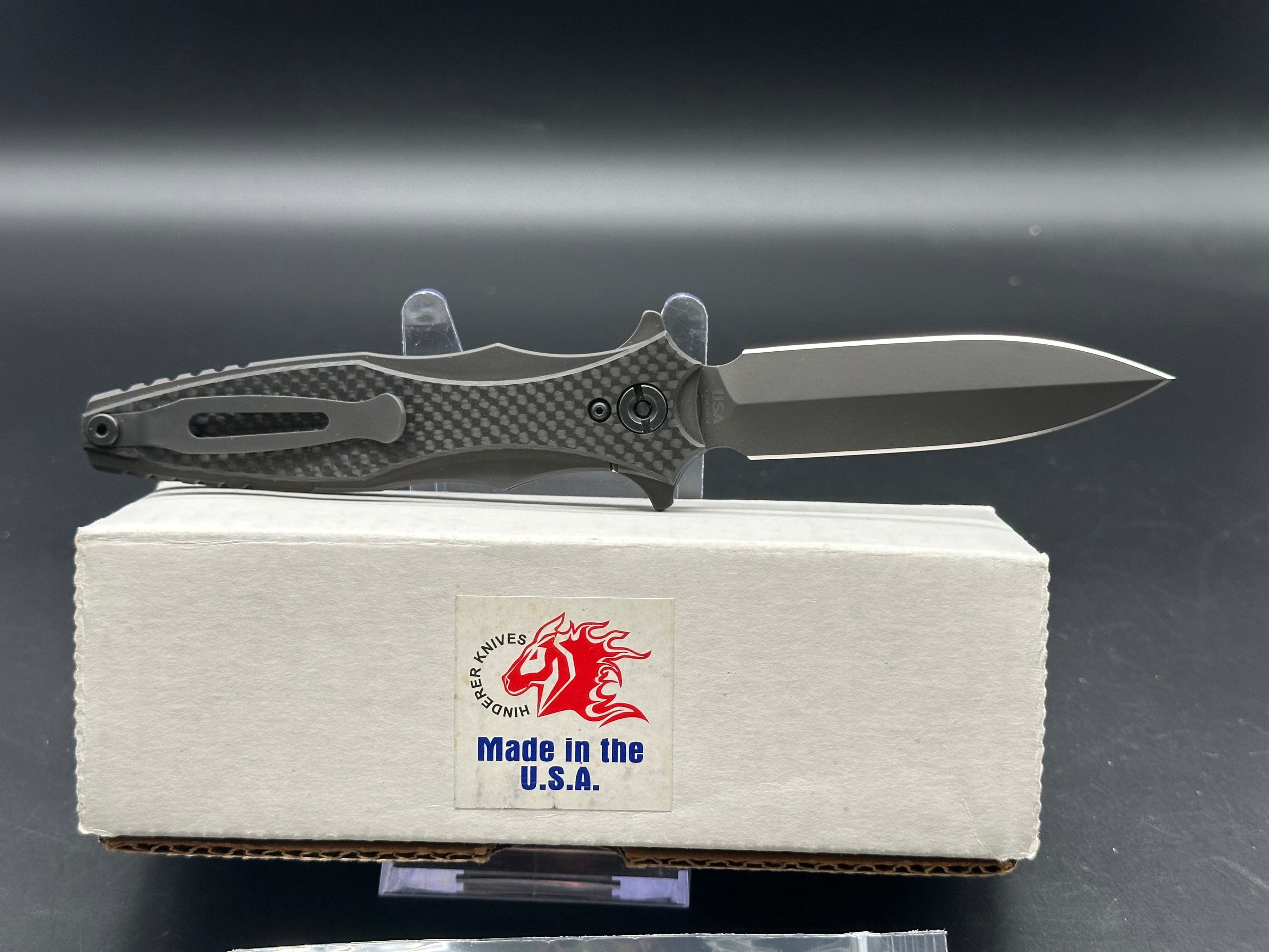 Hinderer Maximus Blackout Folding Knife with Carbon Fiber Scales - EDC, Outdoor, Tactical & Survival Use