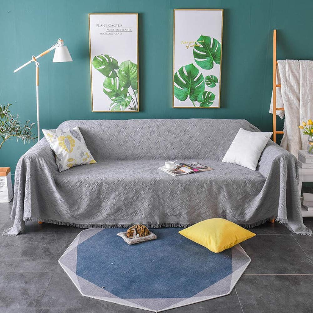 Nordic Sofa Slipcover - 1 Piece Stretchable Couch Cover with Elastic Edges, Furniture Protector for Armchairs & Couches (230x340cm, Grey) - Perfect for Home Décor, Pet Protection, and Cozy Movie Nights
