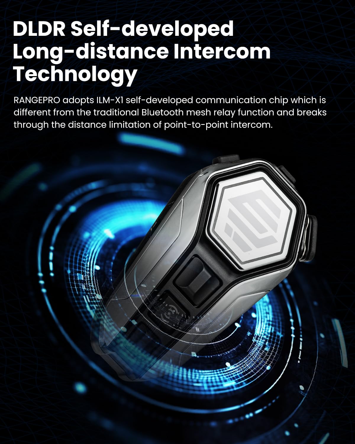 ILM Motorcycle Bluetooth Headset - RANGEPRO Silver 2100M Intercom System with IP67 Waterproof & Noise Cancellation for Helmets | Perfect for Group Riding, GPS Navigation & Hands-Free Calls on the Road