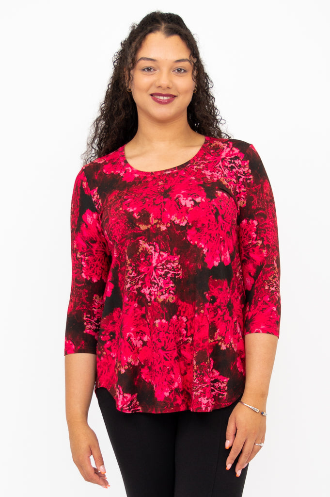 Jazz 3/4 Sleeve Women's Top - Normandy Style Bamboo V-Neck Blouse for Casual Wear & Office Outfits